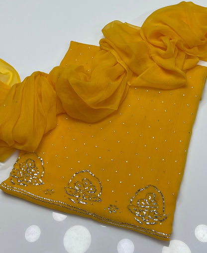 Handmade Mukesh Kamdani Chiffon 2Pcs Dress