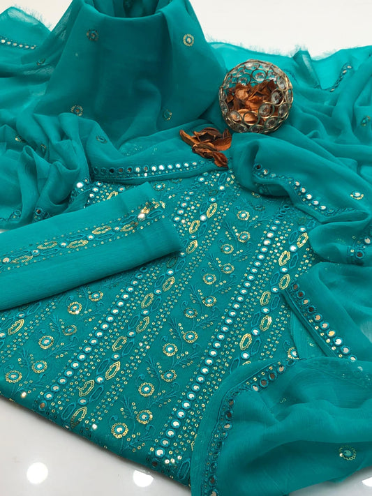Elegant Bamber 9MM & Chicken Kari Embroidered 2Pcs Dress