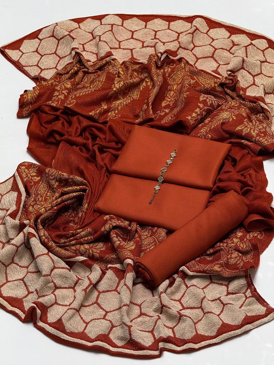 Plain Marina with Whool Shawl 3Pcs Dress