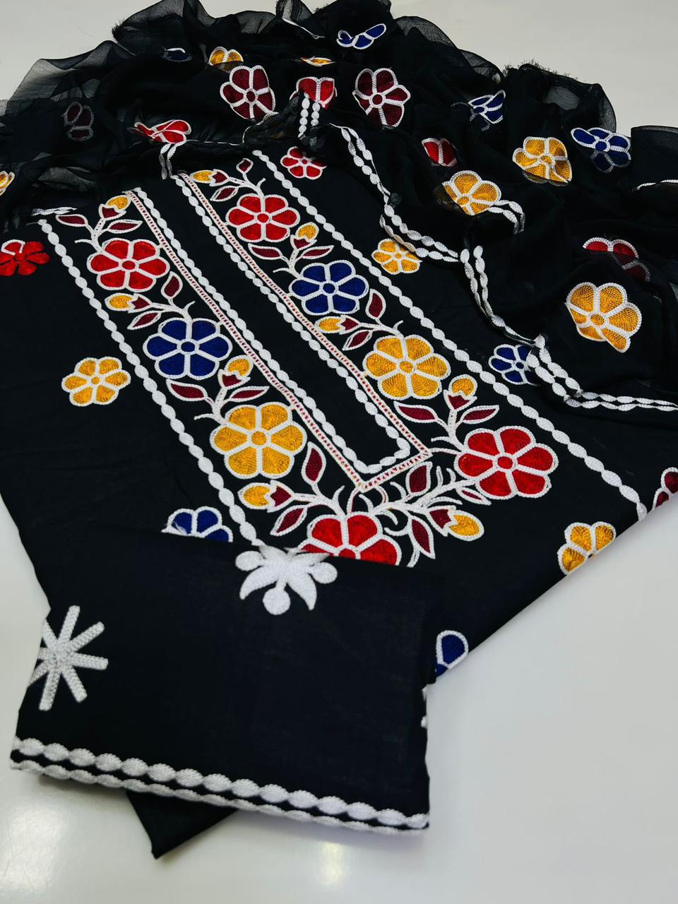 Premium Lawn Ari Work Suit with Chiffon Dupatta 3Pcs Dress