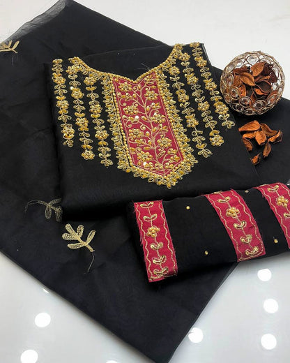 Virello Organza Shirt with Embroidered Dupatta 2Pcs Dress