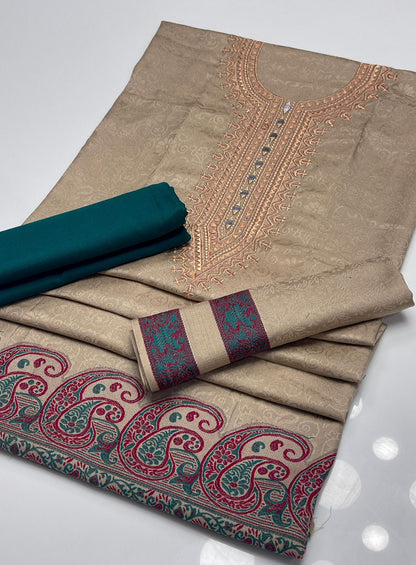 Pashmina Self Print with Embroidered Neck 2Pcs Dress