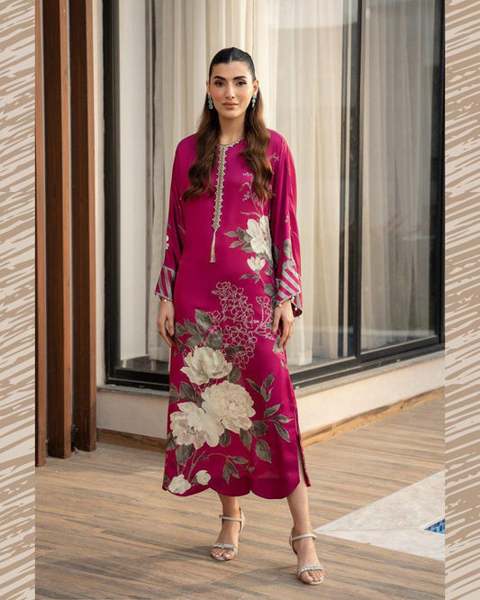 Mystic Shamoze Silk Digital Print Shirt with Tie N Dye Dupatta 3Pcs Dress