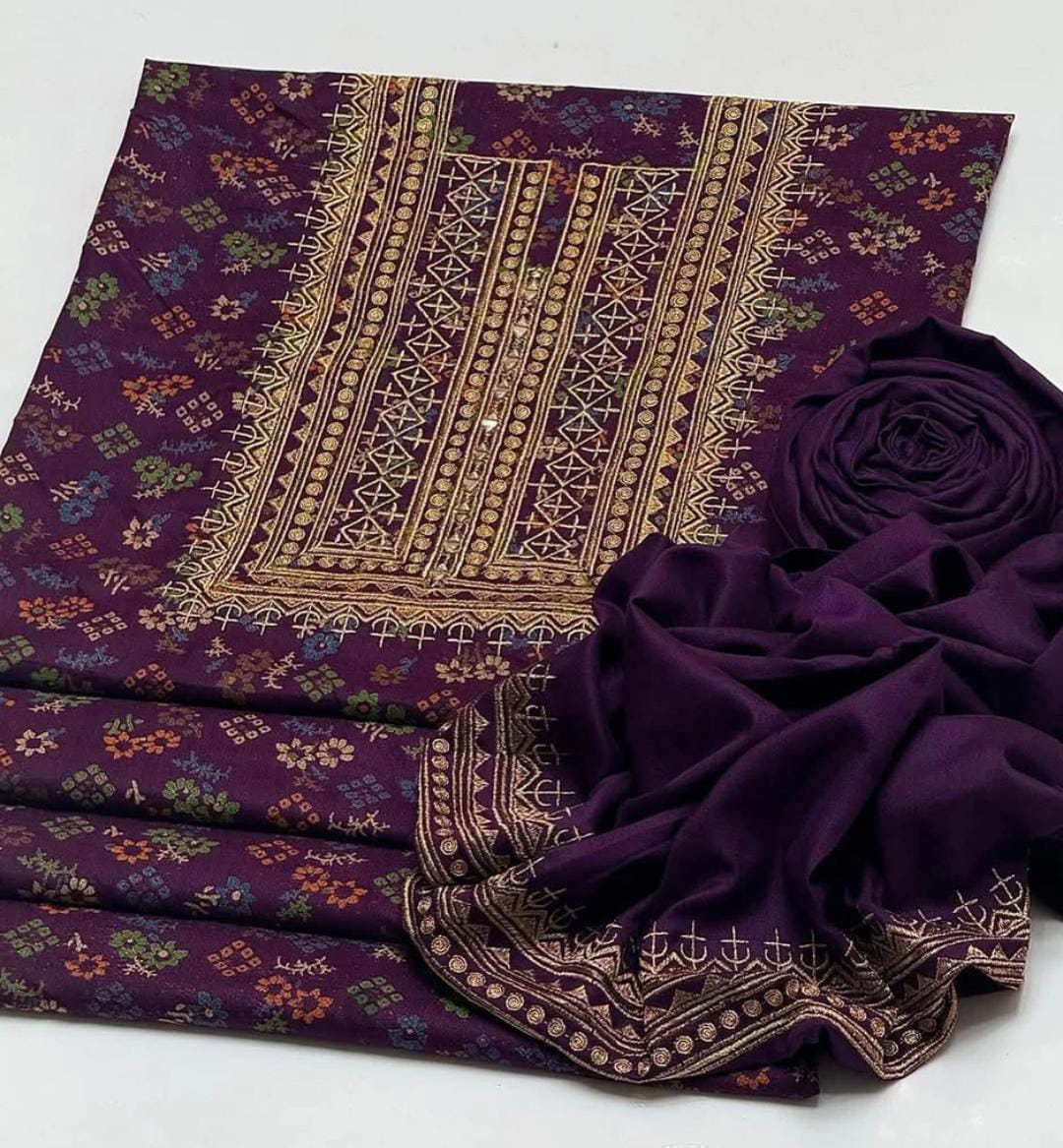 Dhanak Embroidered & Printed 2Pcs  Dress