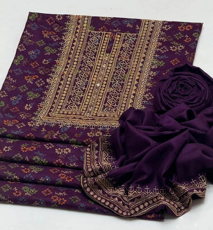 Dhanak Embroidered & Printed 2Pcs  Dress