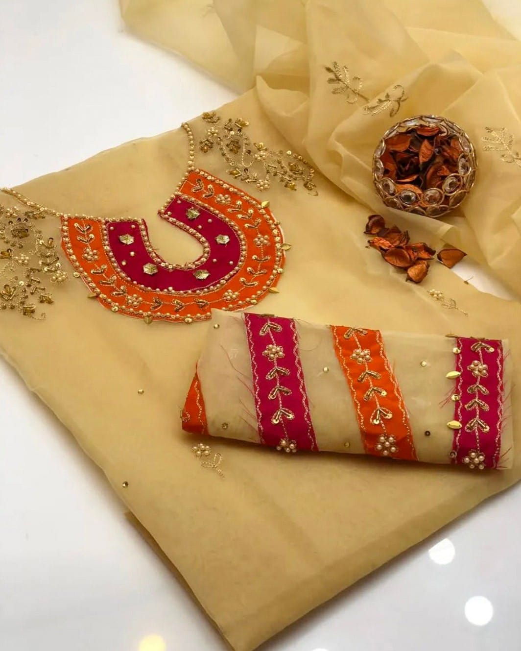 Stunning Organza Aari Zari Work 2Pcs Dress