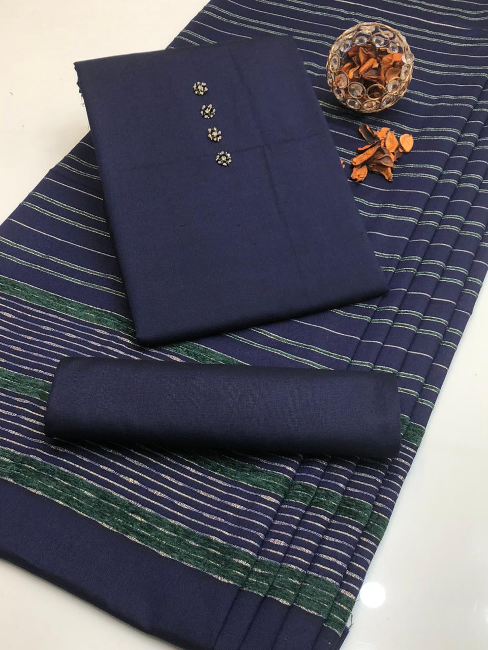 Multani Khaadi Sussi With Jacquard Velvet Border Shawl 3Pcs Dress