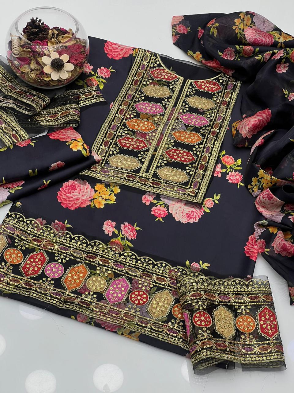 Aneela’s Hit Code – Shamoze Silk Digital Print 3Pcs Dress