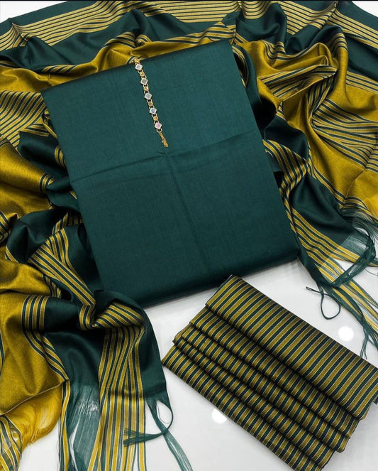 Elite Winter Sussi Shirt with Jacquard Zari Shawl 3Pcs Dress