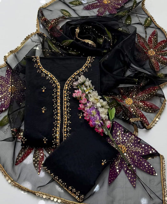 Orivelle Organza Shirt with Oil Paint Dupatta 2Pcs Dress
