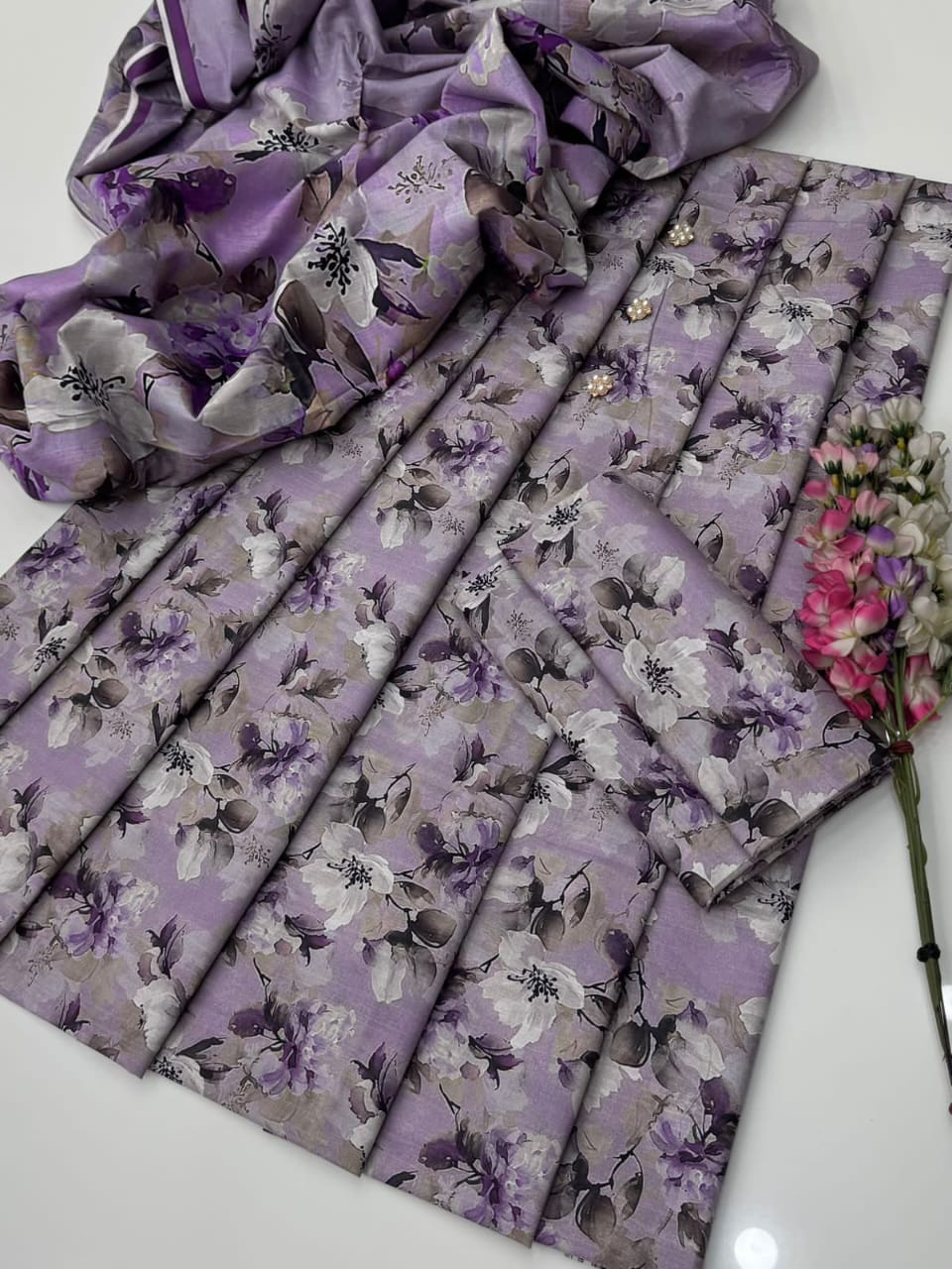 Digital Printed Khaddar With Beautiful Khaddar Shawl 3Pcs Dress