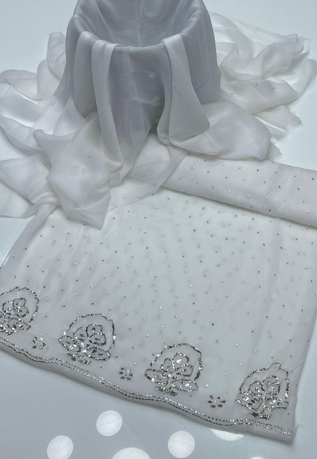 Handmade Mukesh Kamdani Chiffon 2Pcs Dress