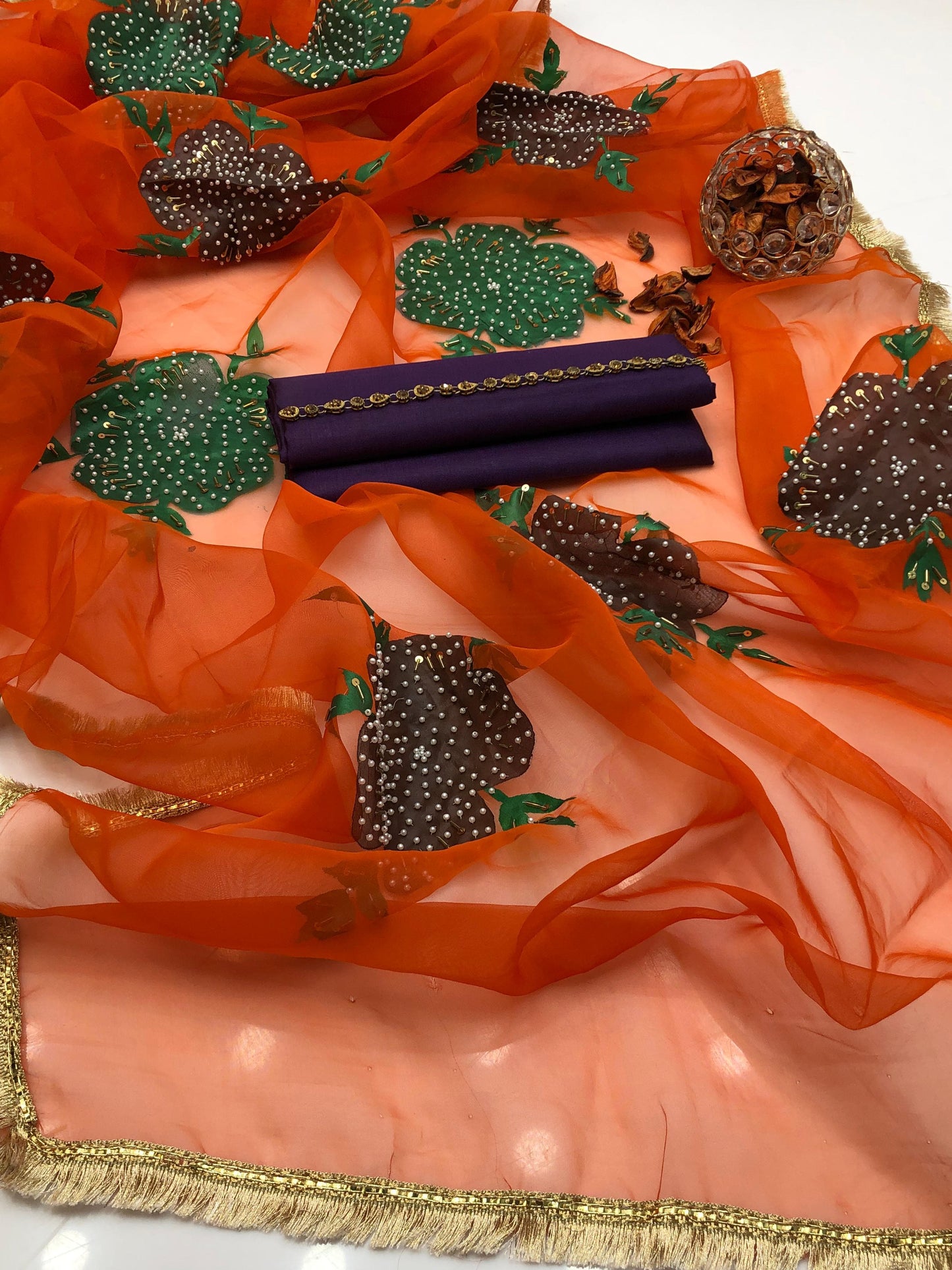 Pure Kataan Silk Shirt with Handmade Brush Paint Dupatta 3Pcs Dress