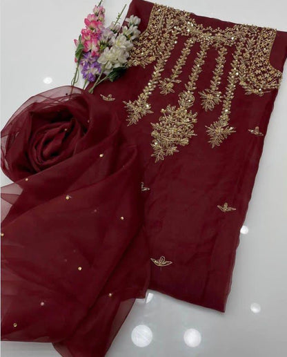 Arvaya Organza Classic Embroidered 2Pcs Dress