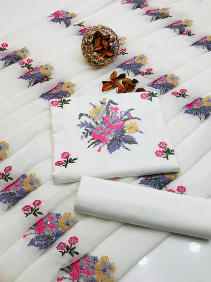Ornate GTM Lawn Cross-Stitch Embroidery 3Pcs Dress