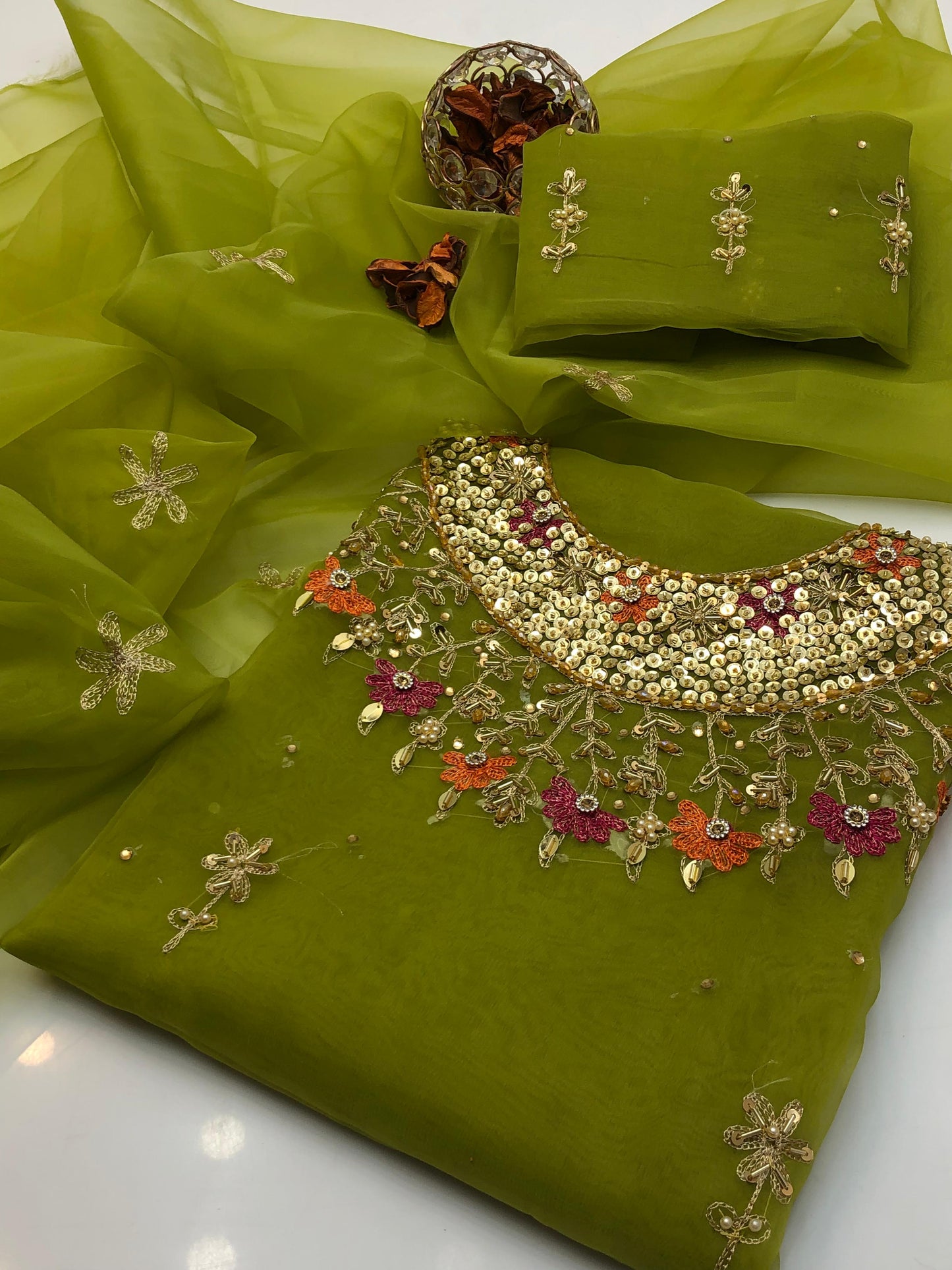 Novyra Organza Shirt with Embroidered Dupatta 2Pcs Dress