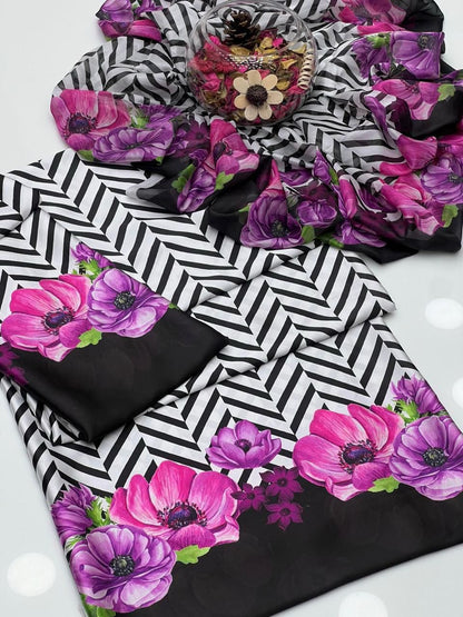 Classic Shamoze Silk Tie & Die Digital Printed 3Pcs Dress