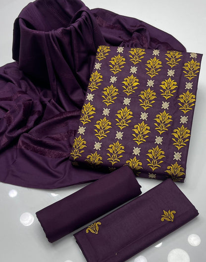 Dhanak Tilla Embroidered Shirt with Velvet work  Dupatta 3Pcs Dress