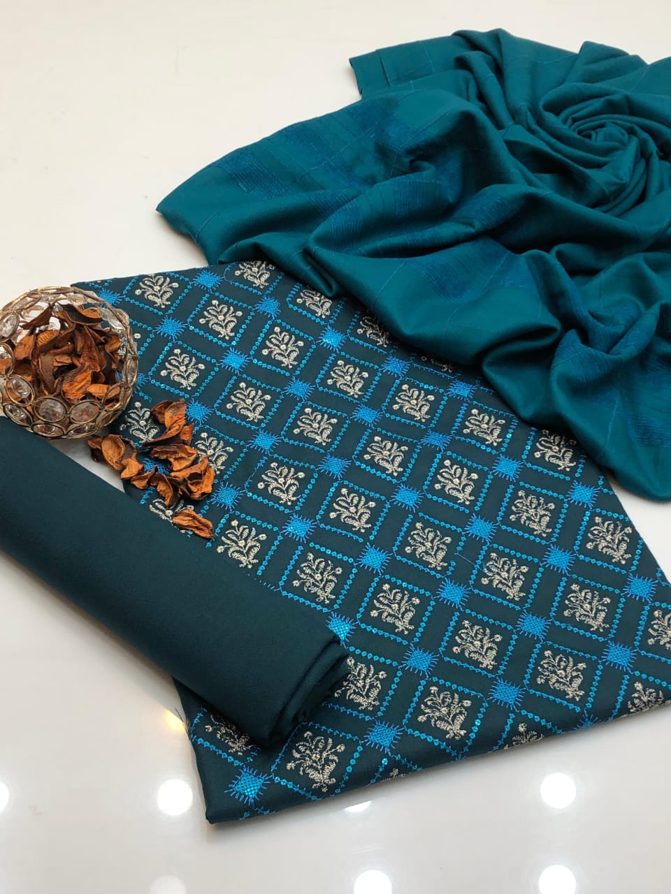 Dhanak Marina Embroidered 3Pcs Dress