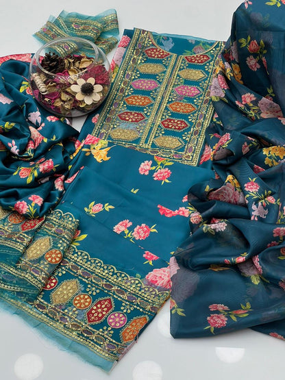 Aneela’s Hit Code – Shamoze Silk Digital Print 3Pcs Dress