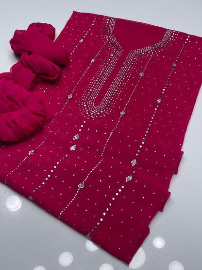 Chiffon Handmade Mukesh Work 2Pcs Dress