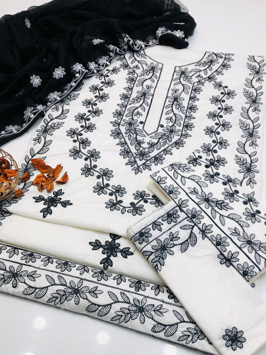 Fresh Lawn Cotton Shirt with Handmade Style Dupatta 3Pcs Dress