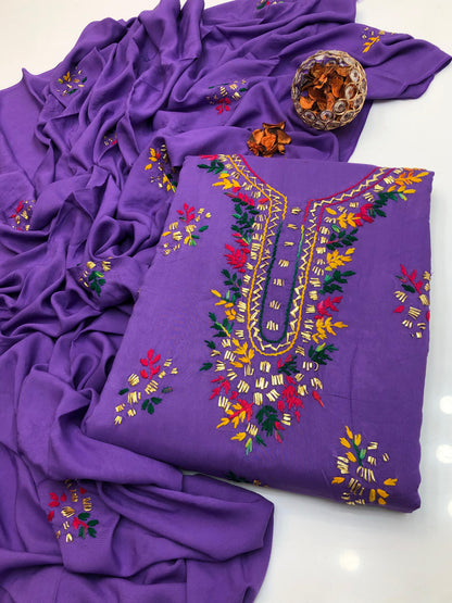 Luxury Linen Handmade Gotta With Paka Tanka 3Pcs Dress