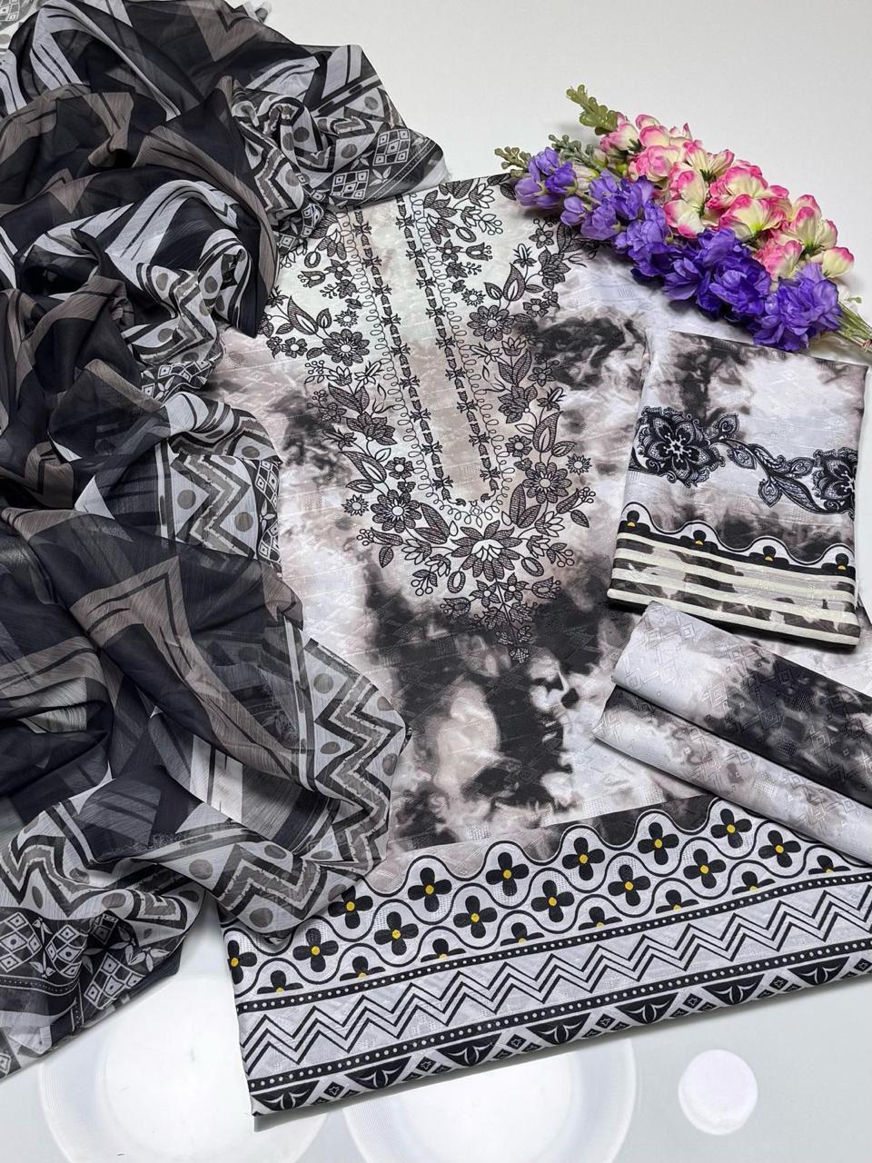 Royal Swiss Lawn Digital Print Suit With Dupatta 3Pcs Dress