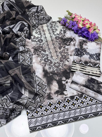 Royal Swiss Lawn Digital Print Suit With Dupatta 3Pcs Dress