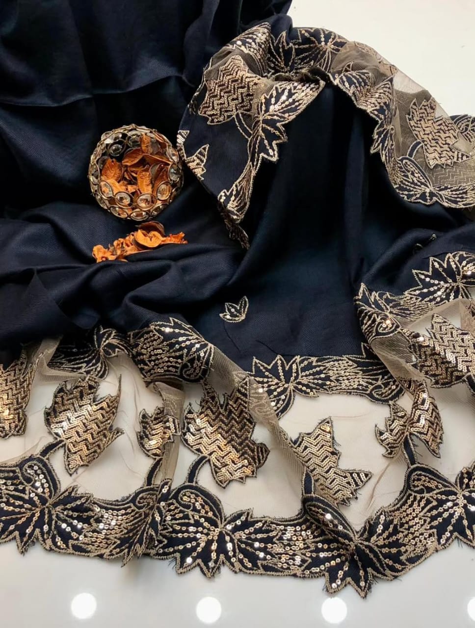 Pashmina Shawl with Elegant Machine Cut Work