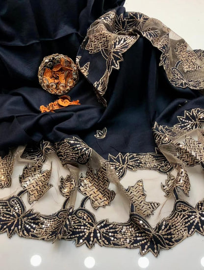 Pashmina Shawl with Elegant Machine Cut Work