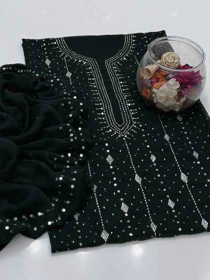 Bamber Chiffon Mukesh Work Shirt & Dupatta 2Pcs Dress
