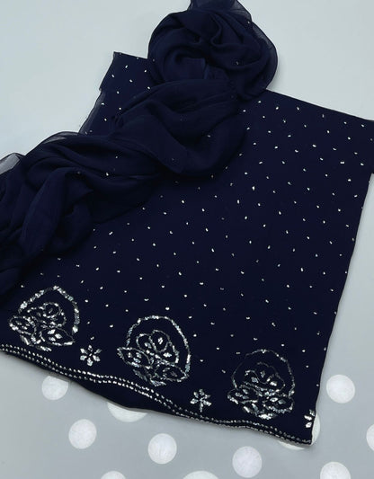 Handmade Mukesh Kamdani Chiffon 2Pcs Dress