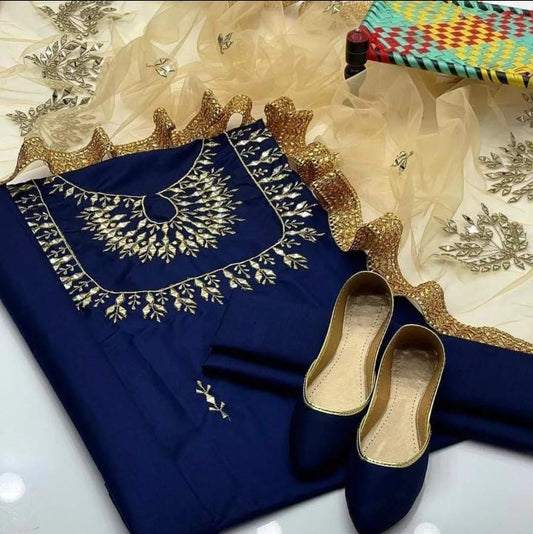 Royale Stuff Kataan Mirror Work 4Pcs Dress