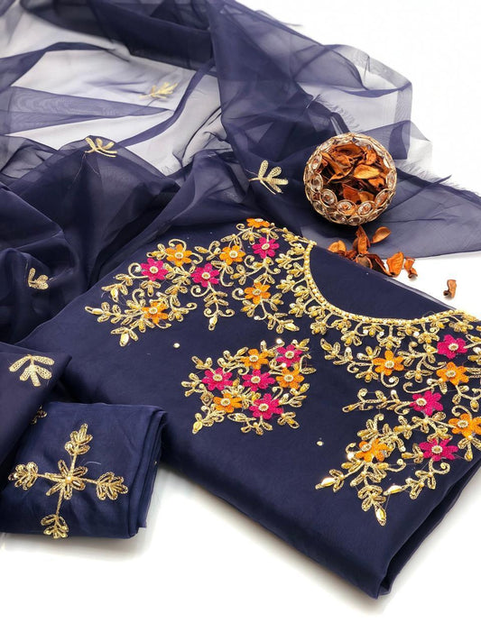 Gentle Organza Multi Embroidered Shirt and Dupatta 2Pcs Dress