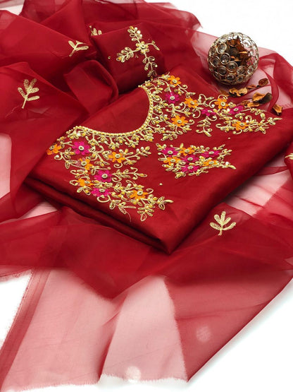 Gentle Organza Multi Embroidered Shirt and Dupatta 2Pcs Dress