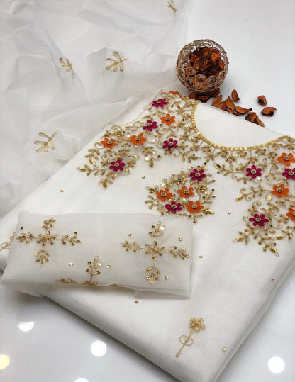 Gentle Organza Multi Embroidered Shirt and Dupatta 2Pcs Dress
