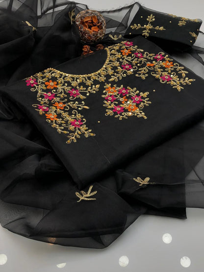 Gentle Organza Multi Embroidered Shirt and Dupatta 2Pcs Dress