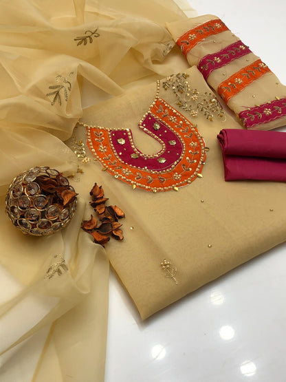 Opulent Organza Aari Zari Work 3Pcs Dress