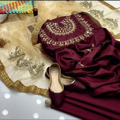 Royale Stuff Kataan Mirror Work 4Pcs Dress