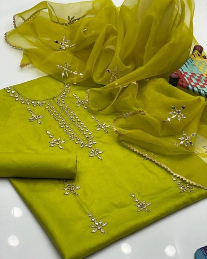 Aurora Organza Mirror Work  3Pcs Dress