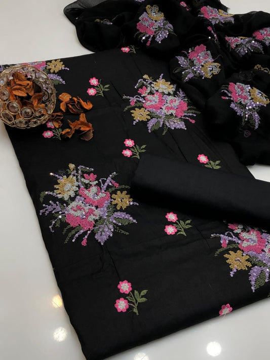 Ornate GTM Lawn Cross-Stitch Embroidery 3Pcs Dress