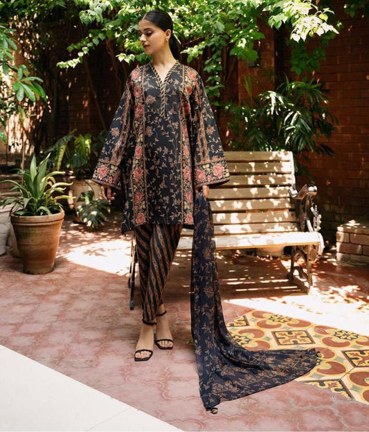 Luxury Swiss Lawn Digital Print Suit With Dupatta 3Pcs Dress