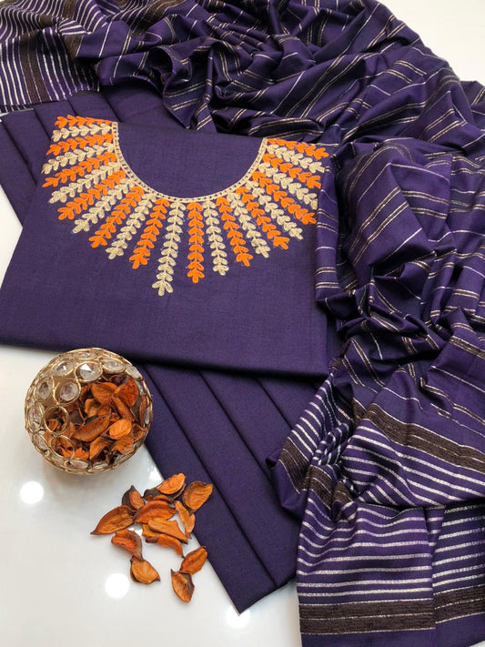 Multani Khaadi Sussi Embroidered With Velvet border Shawl 3Pcs Dress