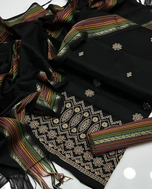 Graceful Sussi Embroidered Shirt with Multicolor Shawl 3Pcs Dress