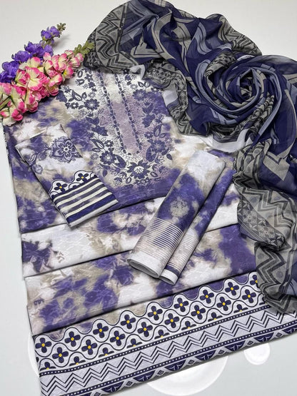 Royal Swiss Lawn Digital Print Suit With Dupatta 3Pcs Dress