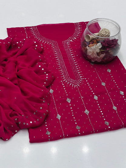 Bamber Chiffon Mukesh Work Shirt & Dupatta 2Pcs Dress