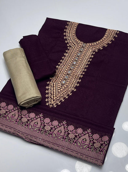 Pashmina Self Print with Embroidered Neck 2Pcs Dress