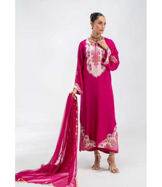 Lustrous Shamoze Silk Digital Print Suit 3Pcs Dress
