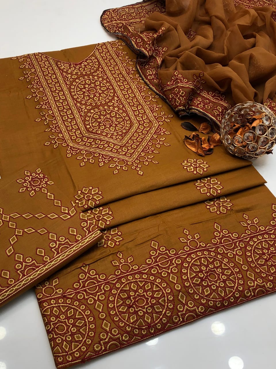 Pristine Aari Balochi Embroidered Lawn Cotton 3Pcs Dress